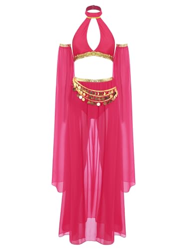 Fldy Damen Bauchtanz Kostüm Set Mit Pailletten Münze Quasten Top Und Rock Tribal Belly Dance Outfit Für Karneval Faschnacht Festival Party Hotpink XL Fldy Damen Bauchtanz Kostüm Set Mit Pailletten Münze Quasten Top Und Rock Tribal Belly Dance Outfit Für Karneval Faschnacht Festival Party Hotpink XL von Fldy