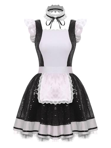 Fldy Damen Dienstmädchen Kleid Outfit Pailletten Tütü Anime Cosplay Lolita Kleid Schürze Und Halsband Mottoparty Karneval Kostüm Schwarz L Fldy Damen Dienstmädchen Kleid Outfit Pailletten Tütü Anime Cosplay Lolita Kleid Schürze Und Halsband Mottoparty Karneval Kostüm Schwarz L von Fldy