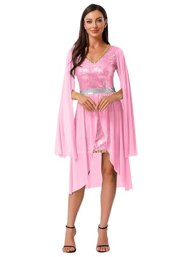Fldy Damen Kostüm Waldelfen Fee Kleid Glitzer Mesh Paillettenkleid Karneval Fasching Prinzessin Kostüm Mottoparty Outfit Rosa XXL Fldy Damen Kostüm Waldelfen Fee Kleid Glitzer Mesh Paillettenkleid Karneval Fasching Prinzessin Kostüm Mottoparty Outfit Rosa XXL von Fldy