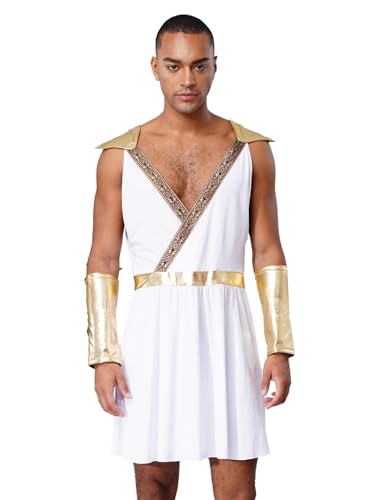 Fldy Herren Kostüm Grieche Götter Kostüm Römisches Griechische Tunika Manschetten Set Für Fasching Halloween Weiß XXL Fldy Herren Kostüm Grieche Götter Kostüm Römisches Griechische Tunika Manschetten Set Für Fasching Halloween Weiß XXL von Fldy