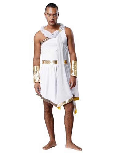 Fldy Herren Kostüm Griechische Götter Römische Kämpfer Kostüm Tunika Manschette Outfit Für Halloween Faschnacht Mottoparty von Fldy