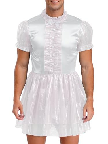 Fldy Herren Sissy Maid Kleid Dienstmädchen Kostüm Glänzend Tütü Karneval Party Junggesellenabschied Outfit Weiß S Fldy Herren Sissy Maid Kleid Dienstmädchen Kostüm Glänzend Tütü Karneval Party Junggesellenabschied Outfit Weiß S von Fldy