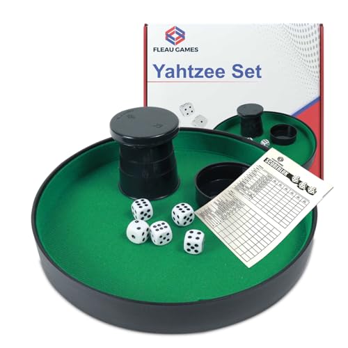 Fleau Games Yahtzee-Set – Würfeltablett – Würfelset – Brettspiel – Würfeltablett – Samentablett – Würfelspiel – Geschenk für Frau und Mann von Fleau