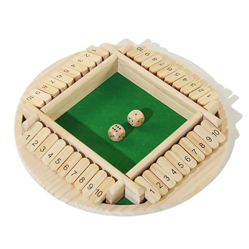 Flero Shut The Box - 4 Spieler - Rund - Würfelspiel - Taktik- und Rechenspiel - Brettspiel, Lernspielzeug, Bildungsspiel für Kinder und Erwachsene (Grün) - 8 Würfel von Flero