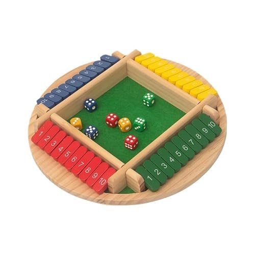 Flero Shut The Box - 4 Spieler - Rund - Würfelspiel - Taktik- und Rechenspiel - Brettspiel, Lernspielzeug, Bildungsspiel für Kinder und Erwachsene (Mehrfarbig) - 8 Würfel von Flero