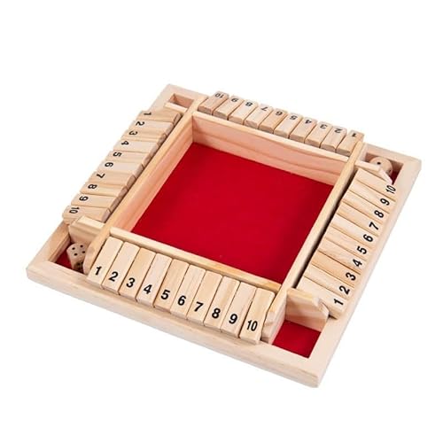 Flero Shut The Box - 4-Spieler-Würfelspiel - Taktik- und Rechenspiel (Rot) - Brettspiel, Lernspielzeug, Bildungsspiel für Kinder und Erwachsene - 8 Würfel von Flero