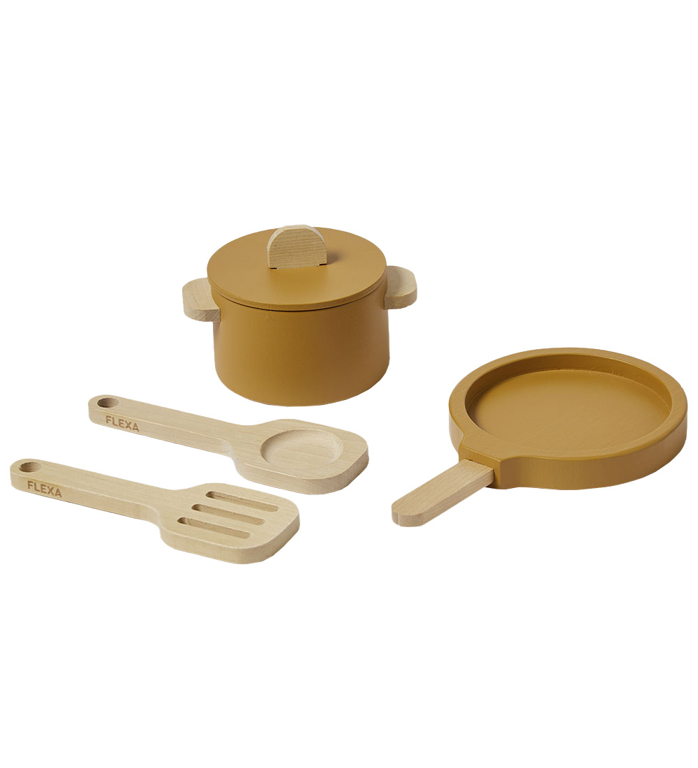 Flexa Play Küchenset - Topf und Pfanne - Mustard/Naturholz - Flexa - One Size - Spielküchen Flexa Play Küchenset - Topf und Pfanne - Mustard/Naturholz - Flexa - One Size - Spielküchen von Flexa