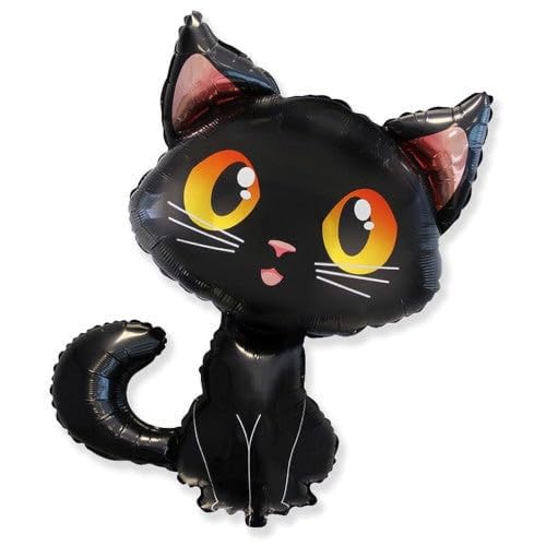 Folienballon in Form einer schwarzen Katze, Partydekoration, große Augen, 80 cm von Flexmetal