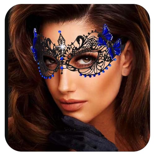 Flimire Maskerade Maske für Frauen Glänzende Perlen Schmetterling Spitze Maske Venezianischer Ball Party Karneval Kostüm Augenmaske, Blau, Einheitsgr��e Flimire Maskerade Maske für Frauen Glänzende Perlen Schmetterling Spitze Maske Venezianischer Ball Party Karneval Kostüm Augenmaske, Blau, Einheitsgr��e von Flimire