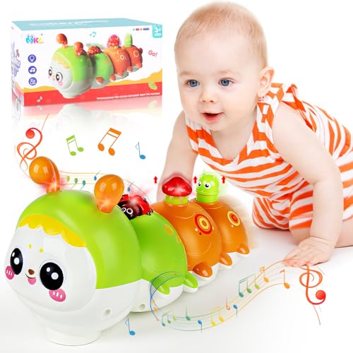 Flintosky Musikalische Raupe Sensorik Baby Spielzeug Tummy Time Interaktive Krabbel-Raupe mit Licht & Sound, Entwicklungs- und Lernspielzeug für Kleinkinder Weihnachts- und Geburtstagsgeschenk von Flintosky