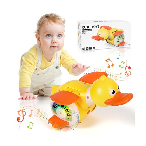Krabbelente Baby Spielzeug ab 18 Monaten - Musik-Leuchtspielzeug mit Flatterflügeln & Pickbewegung, Wiederaufladbares Sensorik Spiel für Babys & Kleinkinder,Förderung Krabbeln & Tummy Time Toys Krabbelente Baby Spielzeug ab 18 Monaten - Musik-Leuchtspielzeug mit Flatterflügeln & Pickbewegung, Wiederaufladbares Sensorik Spiel für Babys & Kleinkinder,Förderung Krabbeln & Tummy Time Toys von Flintosky