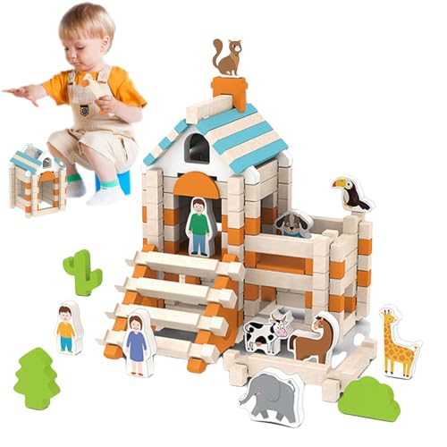 Bausteine für Kleinkind 1-3, Holzbausteine | Buntes sicherer lustiger Holzblöcke - Baby Reisespielzeug für die Entwicklung kognitiver Fähigkeiten, Familie, Freunde, Zuhause Bausteine für Kleinkind 1-3, Holzbausteine | Buntes sicherer lustiger Holzblöcke - Baby Reisespielzeug für die Entwicklung kognitiver Fähigkeiten, Familie, Freunde, Zuhause von Flkiglm