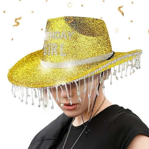 Flkiglm Cowboyhüte Für Damen | Kindergeburtstagshut - Mit Strasssteinen Glitzernd Atmungsaktiv Für Damen Fest Reise Party von Flkiglm