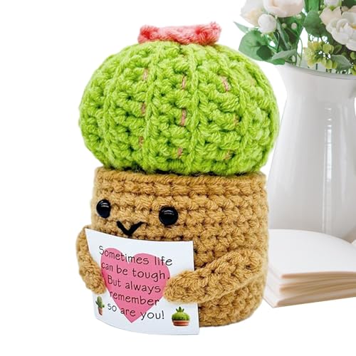 Flkiglm Häkelpflanze Topfpuppe - Kreative Kunst Kaktee Häkelpuppe - Inspirierende Deko Für Geburtstag Einzug Desktop Schlafzimmer Wohnzimmer Nachttisch von Flkiglm