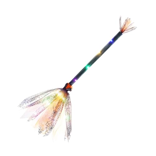 Leuchtender Hexenbesen Mit LED 65cm Halloween Beleuchteter Hexenbesen PP Gaze Cosplay Requisiten Hexen Halloween Kostüm Zubehör Für Kinder Erwachsene von Flkiglm