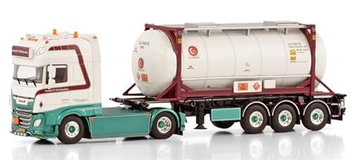 FloZ Für WSI für DAF für XF Super Space CAB MY2017 4X2 30FT Containeranhänger – 3 Achsen + 6,2 m Tankcontainer für Jan für Nagtegaal Transport 1:50 LKW, vormontiertes Modell von FloZ