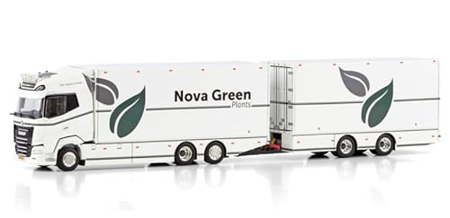 FloZ Für WSI für DAF für XG + RIGED Reefer Truck 6X2 TAG AXLE RIGED Reefer Deichsel mittig achsiger Anhänger – 2 Achsen für Nova Green Plants BV 1:50 LKW vorgebautes Modell von FloZ