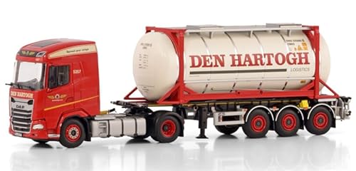 FloZ Für WSI für DAF für XG 4X2 Containeranhänger – 3 Achsen + 6,8 m Tankcontainer für Den Hartogh 1:50 LKW, vorgebautes Modell von FloZ