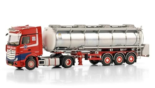 FloZ Für WSI für Mercedes für Benz für ACTROS MP5 Big Space 4X2 für Chrom-Tankanhänger – 3-Achse für Dekker Tanktransport BV 1:50 Truck vormontiertes Modell von FloZ