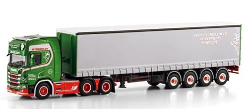 FloZ Für WSI für Scania R Highline CR20H 6X2 TAG AXLE CURTAINSIDE Trailer - 4 Achsen für Steffen für Brixtofte 1:50 Truck vormontiertes Modell von FloZ