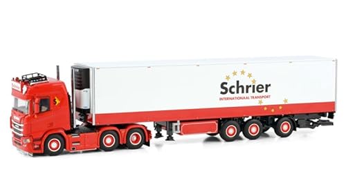 FloZ Für WSI für Scania R Normal CR20N 6X2 Twin Steer Reefer Trailer - 3 Achsen für Schrier Internationaal Transport 1:50 Truck Vormontiertes Modell von FloZ