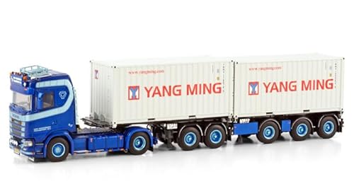 FloZ Für WSI für Scania S Normal CS20N 4X2 2CONNECT für Kombi-Anhänger – 2+3 Achse + 2 x 6,8 m Container für Van Wonderen für Beesd B.V. 1:50 Truck vorgebautes Modell von FloZ