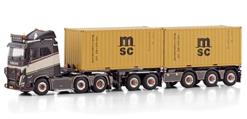 FloZ Für WSI für Volvo für FH5 Sleeper CAB 6X2 Twin Steer 2CONNECT für Kombi-Anhänger – 5 Achsen + 2 x 20 FT Container für M. de Groot 1:50 Truck vorgebautes Modell von FloZ