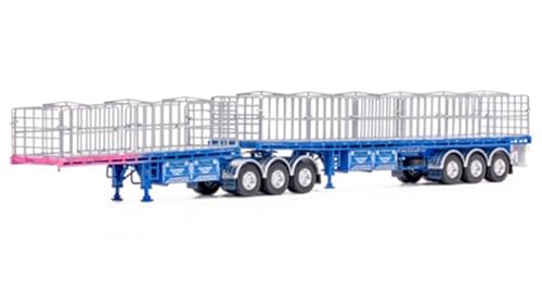Für Drake for Freighter B Double Flat Top - für Ross Tpt Blue w/Pink Fade 1:50 Truck Pre-Built Model von FloZ
