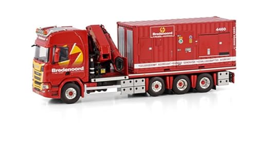 Für WSI für Scania R für Highline CR20H 8X2 RIGED Truck Flachbett + für PALFINGER PK 65002 SH mit 20FT Container für Bredenoord 1:50 Truck vorgebautes Modell von FloZ