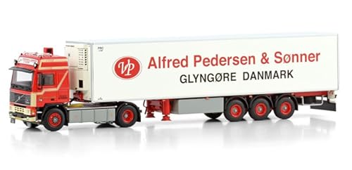 Für WSI für Volvo für F12 für Globetrotter 4X2 Reefer Trailer - 3 Achsen für Alfred Pedersen 1:50 Truck vormontiertes Modell von FloZ