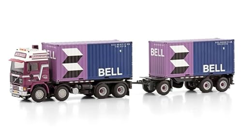 Für WSI für Volvo für F12 für Globetrotter RIGED Container Truck 8X2 TAG AXLE Container Deichselanhänger – 3 Achsen + 2 x 6 m Container für Jan de Bakker 1:50 Truck vorgebautes Modell von FloZ