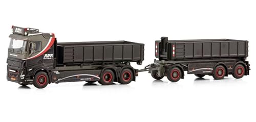 Für WSI für Volvo für FH 5 Sleeper Cab Riged Truck mit Hakenlift-System, 6 x 2 Tag-Achse, Hakenlift-Container, DRAWBAR-Anhänger, 3 Achsen + 15 M3 Behälter für AVM Asbestverwijdering BV 1:50 Truck von FloZ