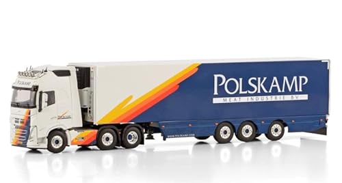 Für WSI für Volvo für FH5 für Globetrotter XL 6X2 Twin Steer Reefer Trailer - 3 Achsen für Polskamp Meat Industries 1:50 Truck vormontiertes Modell von FloZ