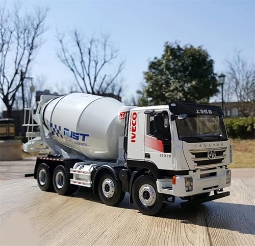 Hongyan GENLVON für IVECO 8x4 Betonmischer-LKW Blau-Weiß 1/24 Druckguss-LKW, vorgebautes Modell von FloZ