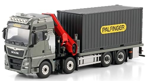 für WSI for Man TGX XXL Euro 6C (Facelift) RIGED Pritschenwagen 8X4 mit für PALFINGER PK 480 TEC + 20FT Container für Premium Line 1:50 Truck vorgebautes Modell von FloZ