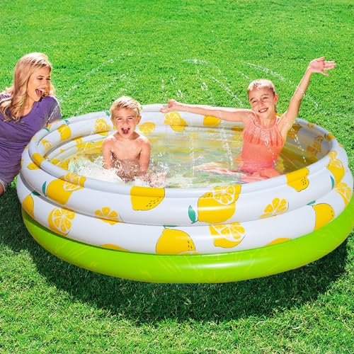 Float Joy Planschbecken für Kinder Pool Aufblasbar Kinderpool Baby Pool Hundepool mit Sprinkler 150 x 45 cm Wasserspielzeug Kinder Outdoor babypool für Balkon von Float Joy