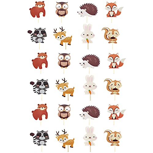 24 Stücke Cake topper, Jungle Cake Topper, Cupcake topper, Tierkuchenaufsatz, Waldtierkuchendekoration, für Geburtstagsfeiern, Hochzeiten, Kuchendressing (8 Modelle) von Floatdream