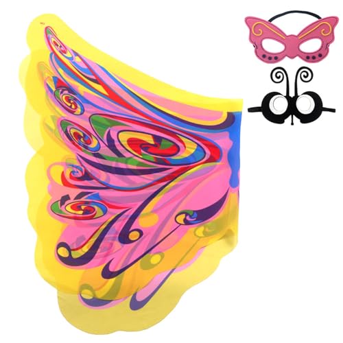 Floatdream 3 Stück Kostüm Schmetterling Kinder, Haarreif und Maske, Faschingskostüm Mädchen, für Cosplay,Karneval,Fasching,Mottoparty von Floatdream