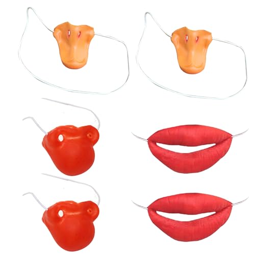Floatdream 6 Stück Clown Rot Nase, Latexwurstmund, Entenbillmaske, Geeignet Für Kostüme Cosplay Maskerade Leistung von Floatdream