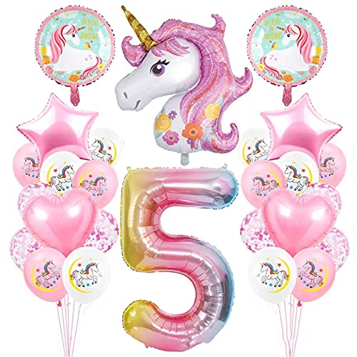 Floatdream Deko Ballon Geburtstag 5 Jahre Alt, Rosa, 5 Jahre Alter Folienballon, Stern, für Kindergeburtstag, 5. Geburtstag Mädchen Dekoration von Floatdream
