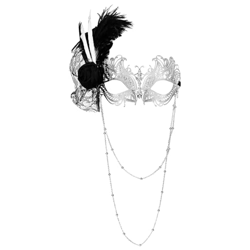 Flongo Feder Maskerade Maske für Damen: Silber Venezianische Verstellbar Halbmaske mit Strass Doppelte Zierkette und abnehmbaren Federn Kostümmaske für Karneval Halloween Partys Flongo Feder Maskerade Maske für Damen: Silber Venezianische Verstellbar Halbmaske mit Strass Doppelte Zierkette und abnehmbaren Federn Kostümmaske für Karneval Halloween Partys von Flongo
