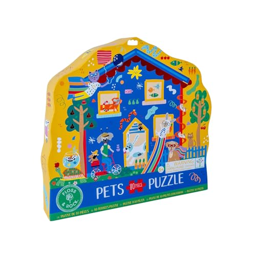 Floss & Rock Pet House Shaped Jigsaw Puzzle with Shaped Box, 80 Pieces Memory Skills von Floss & Rock