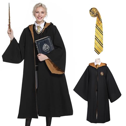 Flossty Magier Robe, Kostüm Erwachsene mit Umhang und Krawatte, Halloween Wizard Costume for Cosplay, Carnival, Fancy Dress von Flossty