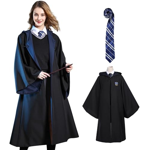 Magier Robe, Harry Potter Kostüm Erwachsene mit Umhang und Krawatte, Halloween Wizard Costume for Cosplay, Carnival, Fancy Dress von Flossty
