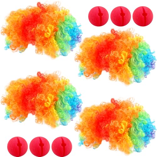 10-teiliges Clown-Kostüm-Set enthält Clown-Regenbogen-Perücke, rote Nase, Zirkus-Zubehör für Halloween, Cosplay-Party von Flotory
