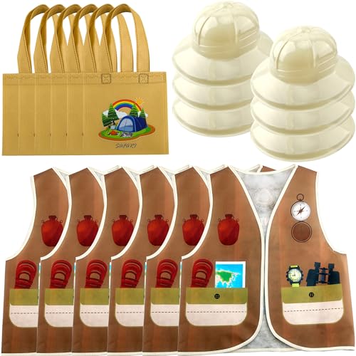 18-teiliges Kinder-Kostüm-Set enthält 6 Entdecker-Safari-Westen, 6 Kunststoff-Abenteuerhüte, 6 Tragetaschen für Jungen und Mädchen, Outdoor-Aktivität, Dschungel-Partyzubehör, Gastgeschenke 18-teiliges Kinder-Kostüm-Set enthält 6 Entdecker-Safari-Westen, 6 Kunststoff-Abenteuerhüte, 6 Tragetaschen für Jungen und Mädchen, Outdoor-Aktivität, Dschungel-Partyzubehör, Gastgeschenke von Flotory