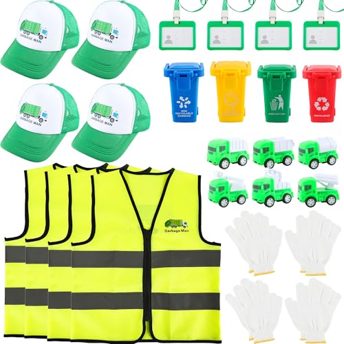26-teiliges Müllmannkostüm für Kinder inklusive Recycling-Müllweste, Müllwagen, Recycling-Mütze, Handschuhen, Ausweis, Mülltonne für den Karrieretag 26-teiliges Müllmannkostüm für Kinder inklusive Recycling-Müllweste, Müllwagen, Recycling-Mütze, Handschuhen, Ausweis, Mülltonne für den Karrieretag von Flotory