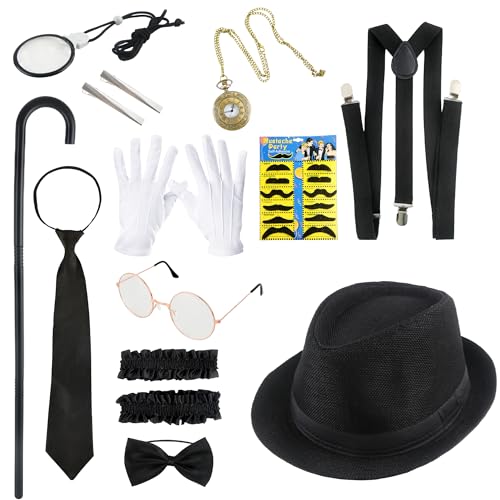 Flotory 12 Stück 1920er Jahre Herren Accessoires Gatsby Gangster Kostüm Gentleman Vintage brüllende 20er Jahre Kostüme für Herren Erwachsene Dress Up Cosplay Flotory 12 Stück 1920er Jahre Herren Accessoires Gatsby Gangster Kostüm Gentleman Vintage brüllende 20er Jahre Kostüme für Herren Erwachsene Dress Up Cosplay von Flotory