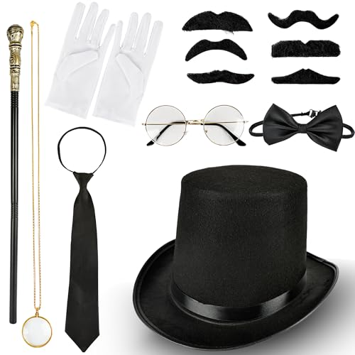 Flotory 13 Stück 1920er Jahre Herren Accessoires Gentleman Monopoly Kostüm Hut Rundkopf Zepter Lupe Halskette Fliege Bart für Erwachsene Verkleiden, Wie auf den Bildern gezeigt., Einheitsgr��e Flotory 13 Stück 1920er Jahre Herren Accessoires Gentleman Monopoly Kostüm Hut Rundkopf Zepter Lupe Halskette Fliege Bart für Erwachsene Verkleiden, Wie auf den Bildern gezeigt., Einheitsgr��e von Flotory