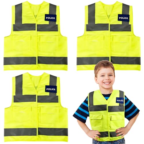 Flotory 4-teiliges Kinder-Polizistenkostüm, Polizisten-Uniform, Polizisten-Outfit für Jungen und Mädchen, Halloween-Party, Rollenspiel (S, 4–6 Jahre (100–120 cm)) von Flotory